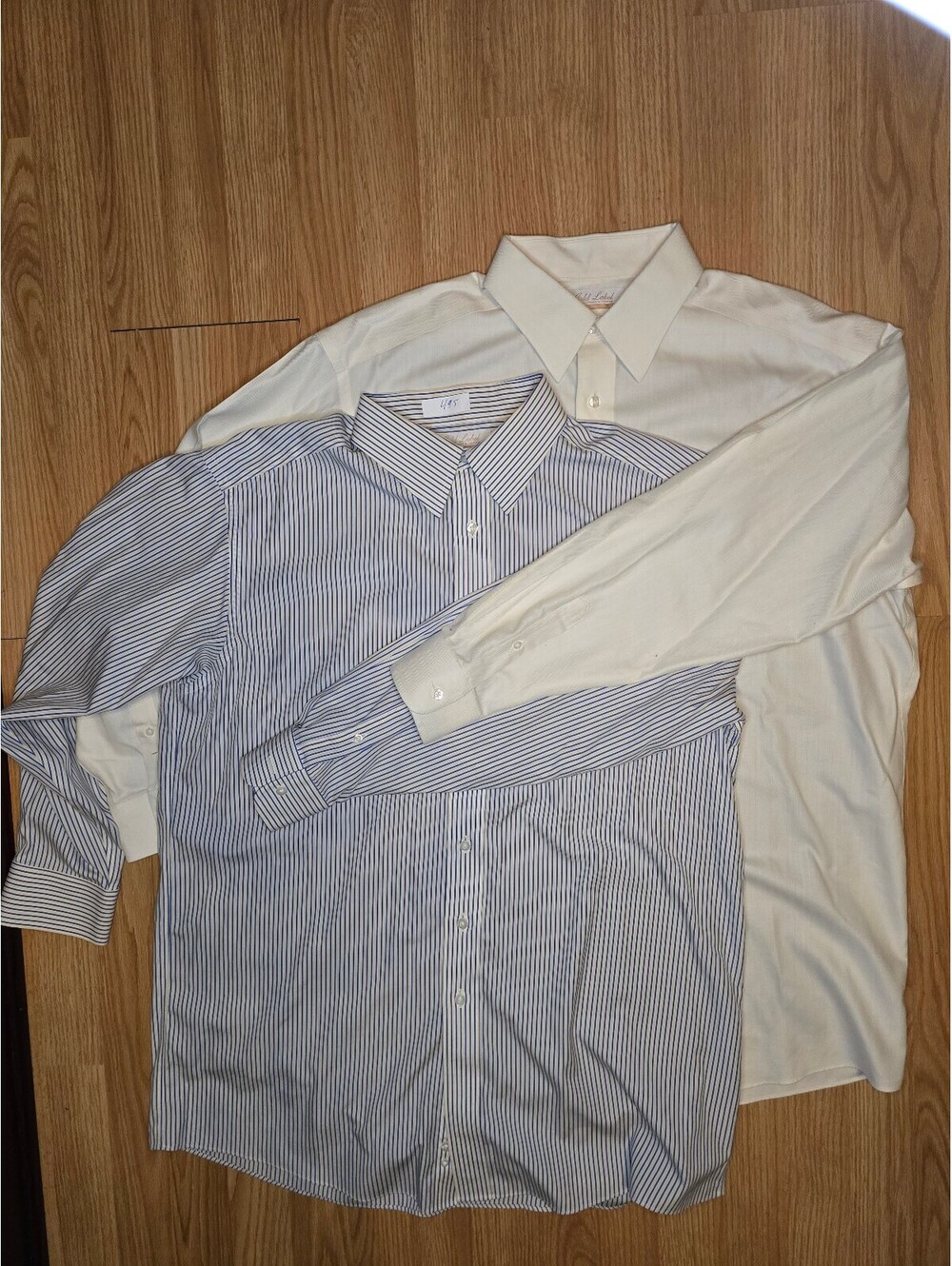 Gold Label Men's Dress Shirts - White & Blue Striped, 16.5-34/35